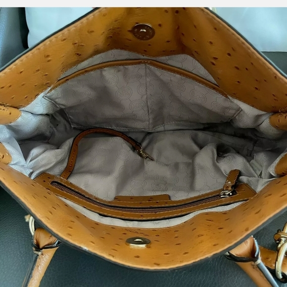 🥳HP🥳Michael Kors Brown Gold Hamilton Leather Tote Bag - Picture 6 of 14